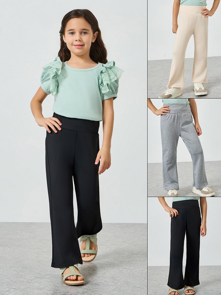 Pack of 3 - Girls Flared Leggings