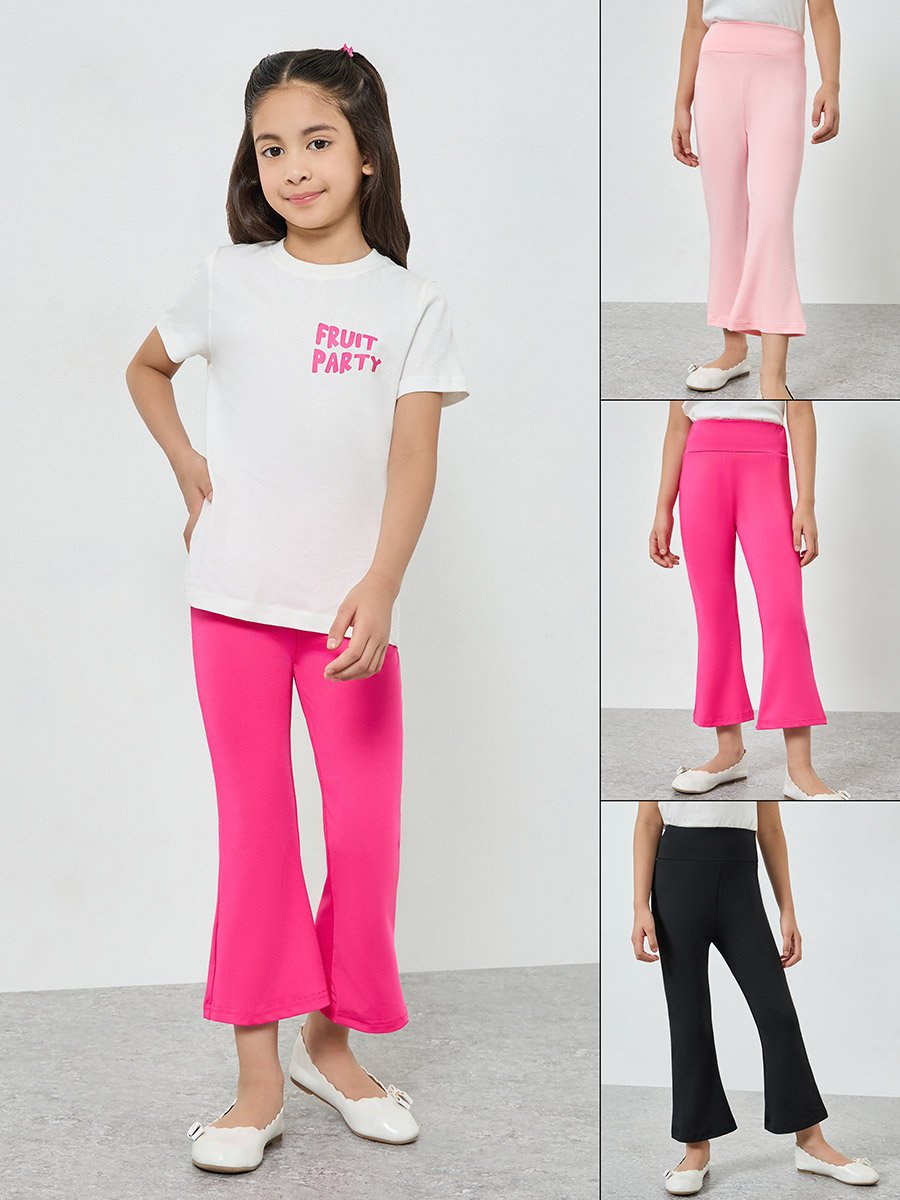 Pack of 3 - Girls Flared Leggings