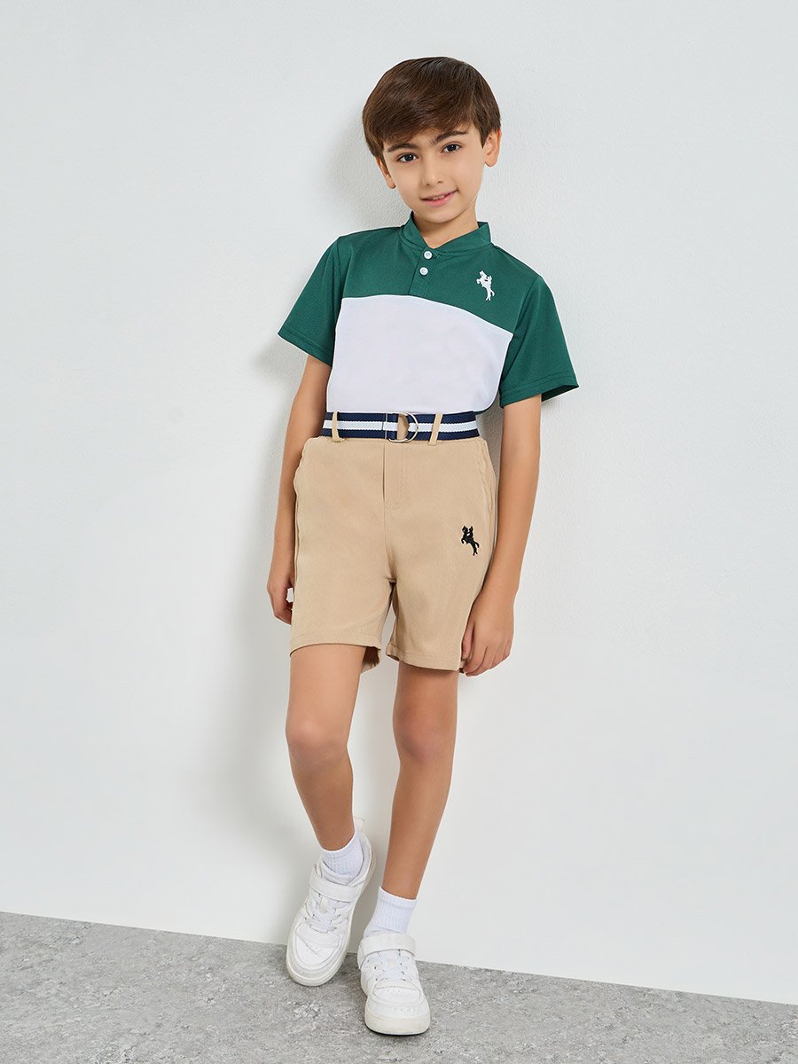 Boys Color Block Polo T-Shirt and Shorts Set