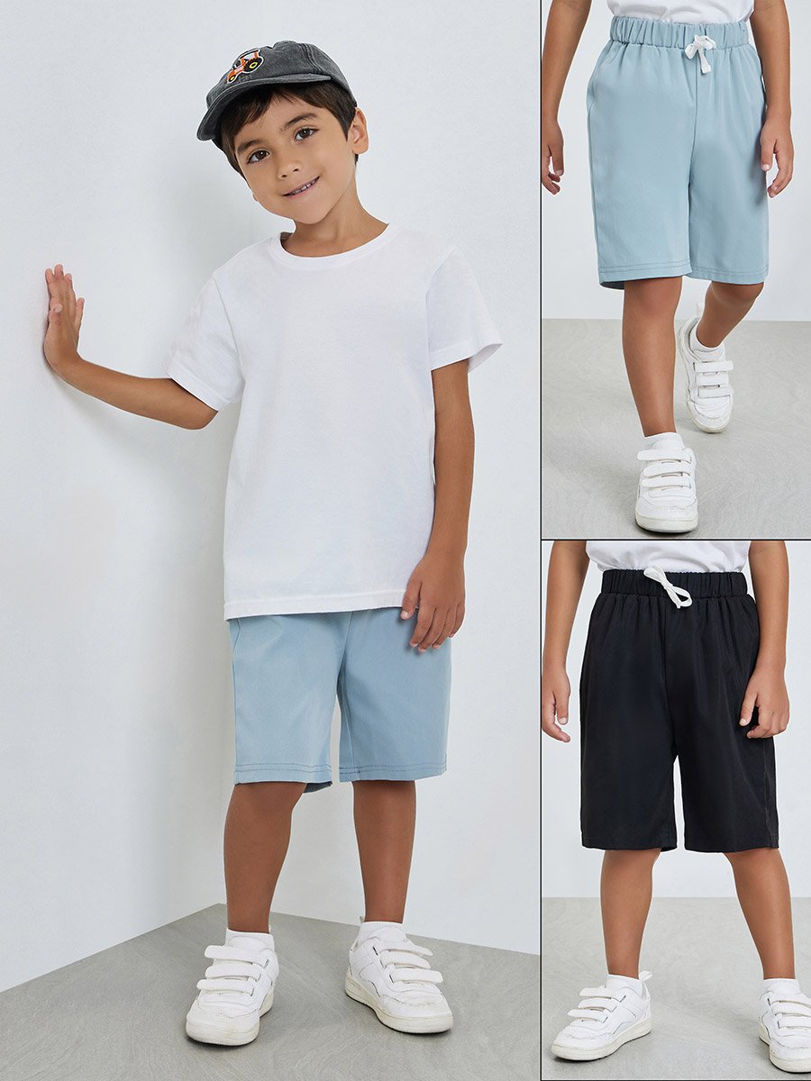 Pack of 2 - Boys Solid Knee-Length Shorts