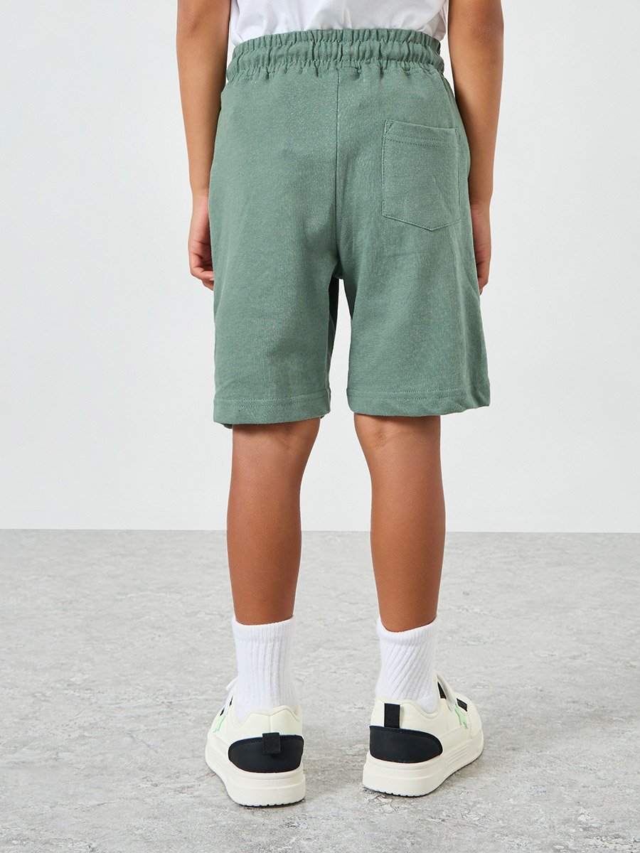 Boys Placement Printed Shorts with Pintuck Detail