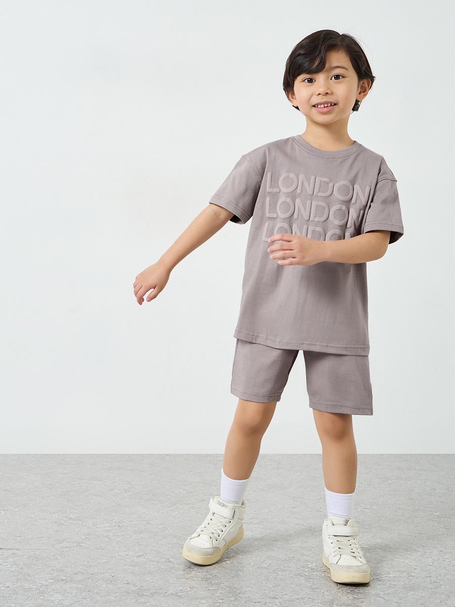 Boys Embossed Print Oversized T-Shirt and Shorts Set