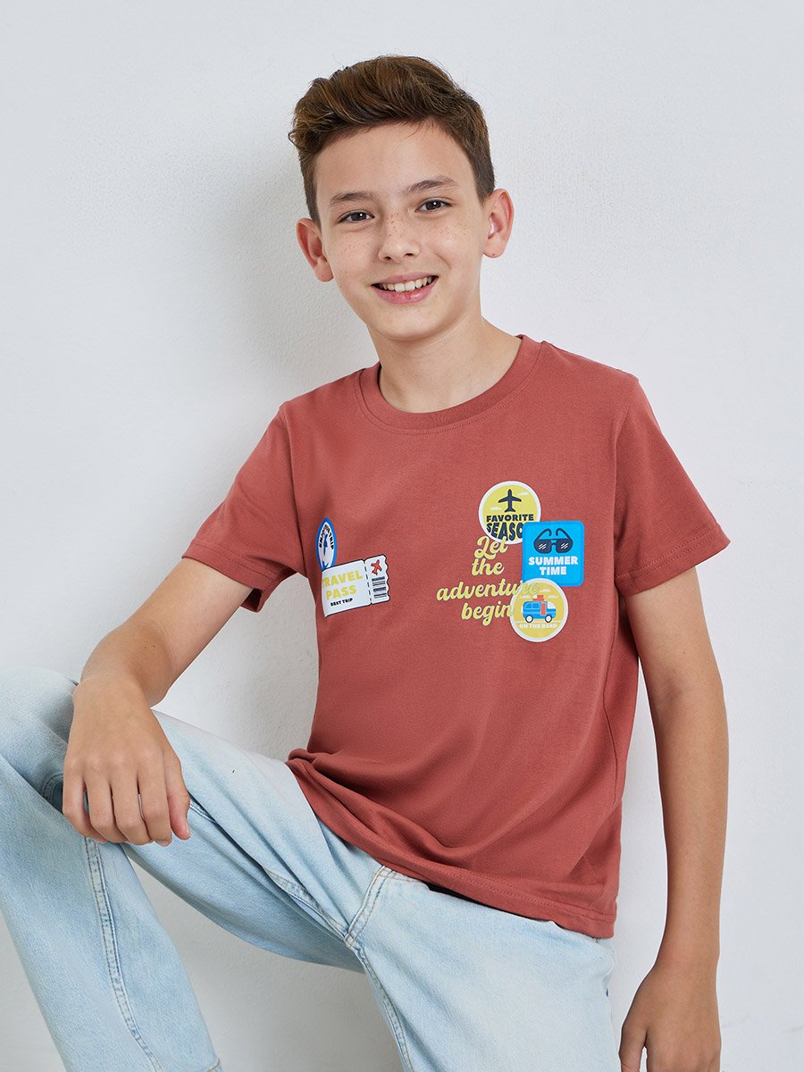 Teen Boys Graphic Print Round Neck T-Shirt