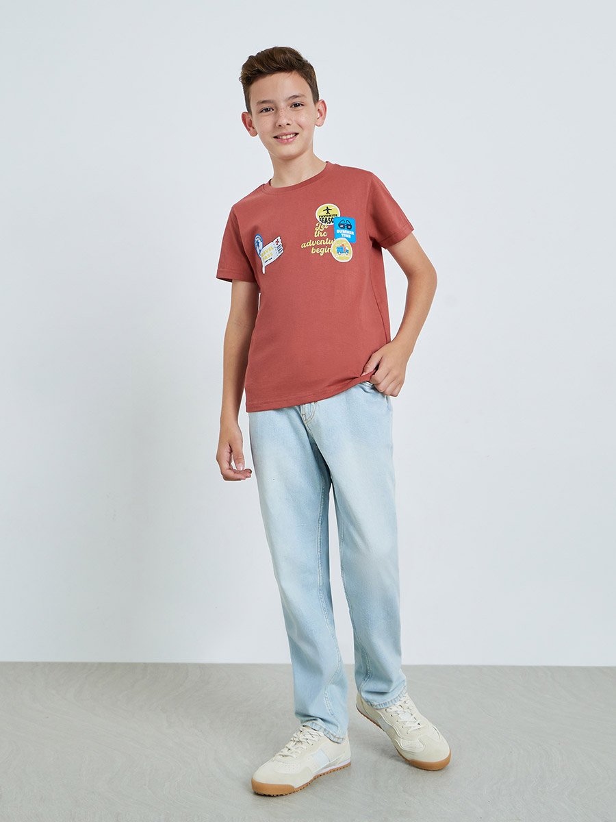 Teen Boys Graphic Print Round Neck T-Shirt