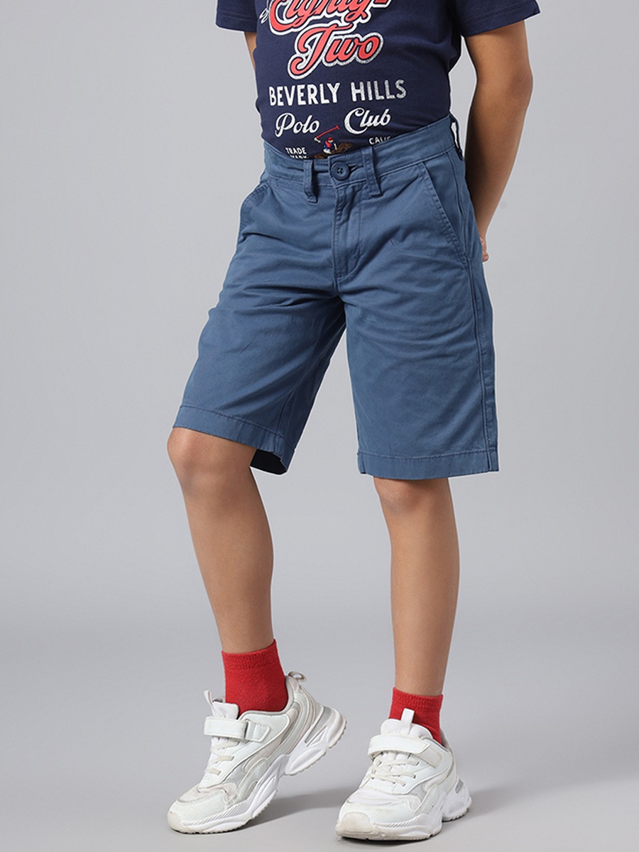 Solid Woven Shorts with Belt Loops
