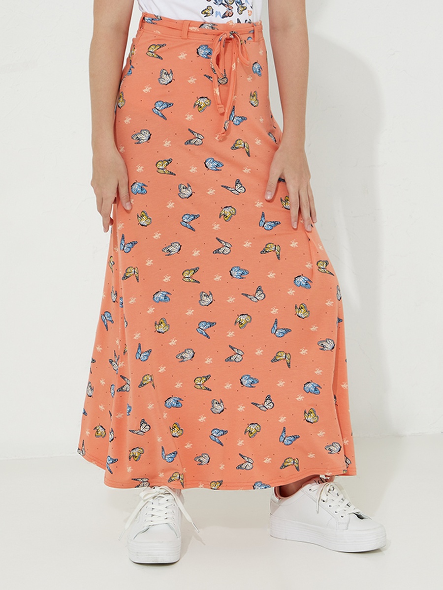 Teens Butterfly Print Knit Skirt