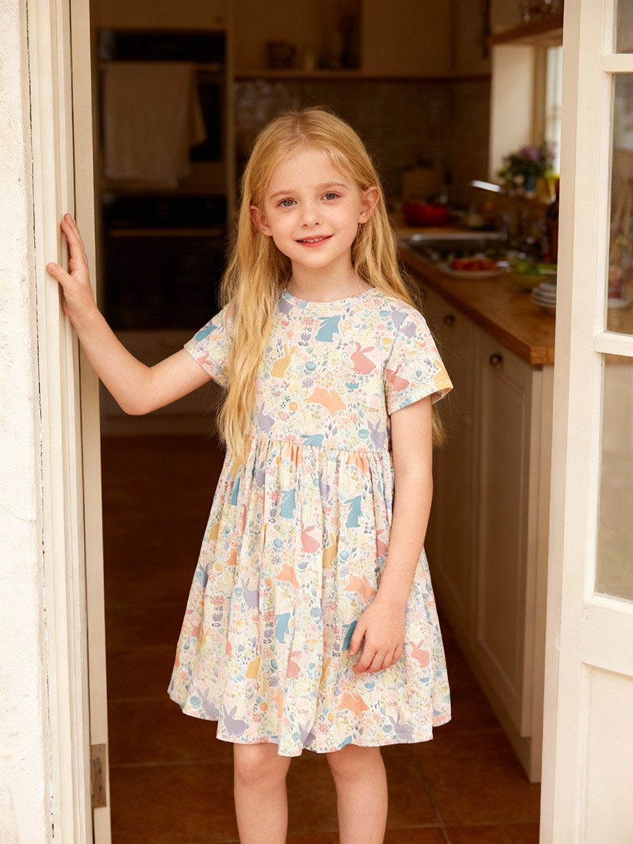 Girls Graphic Print Pleated Nightdress