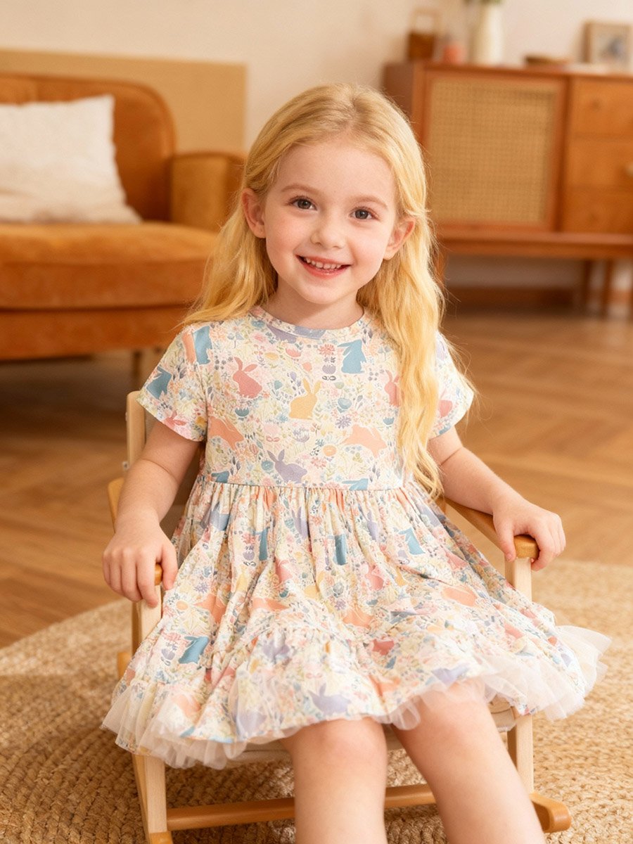 Girls Graphic Print Pleated Nightdress