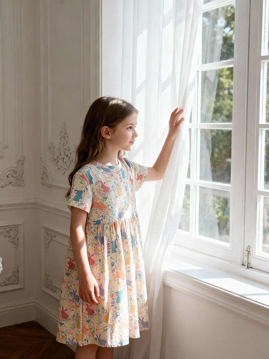 Girls Graphic Print Pleated Nightdress