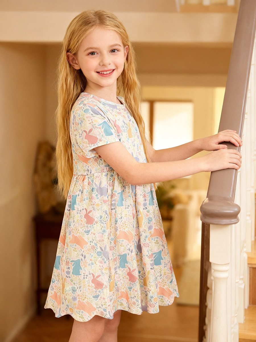 Girls Graphic Print Pleated Nightdress