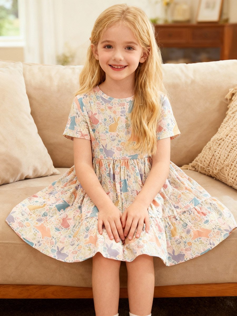 Girls Graphic Print Pleated Nightdress