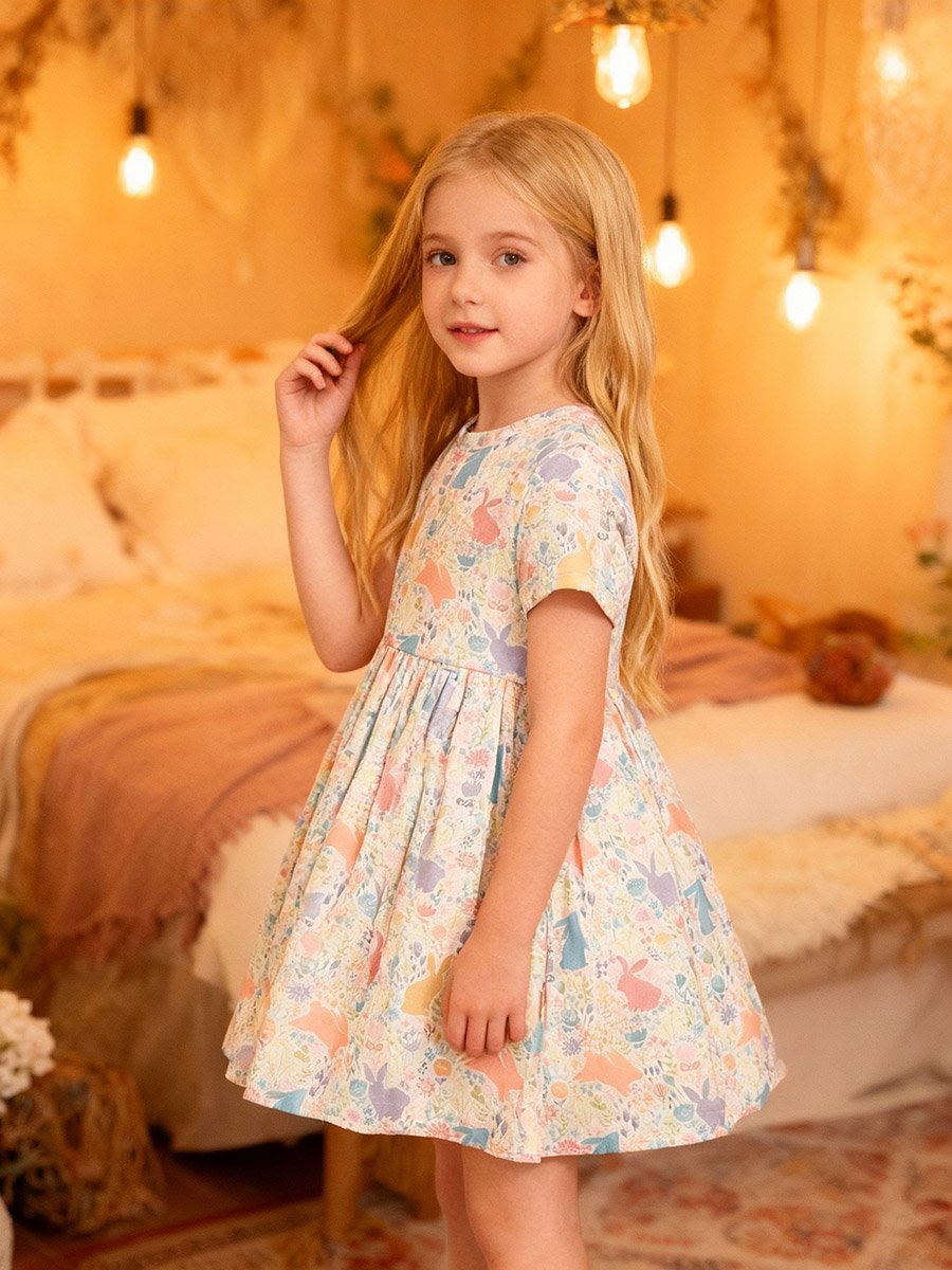 Girls Graphic Print Pleated Nightdress