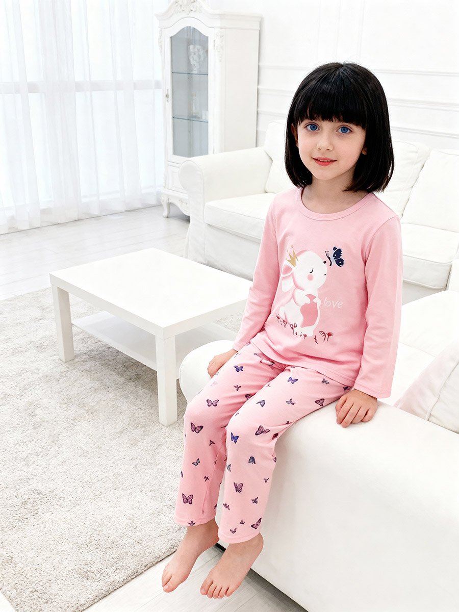 Girls Graphic Print Top and Pyjama Set
