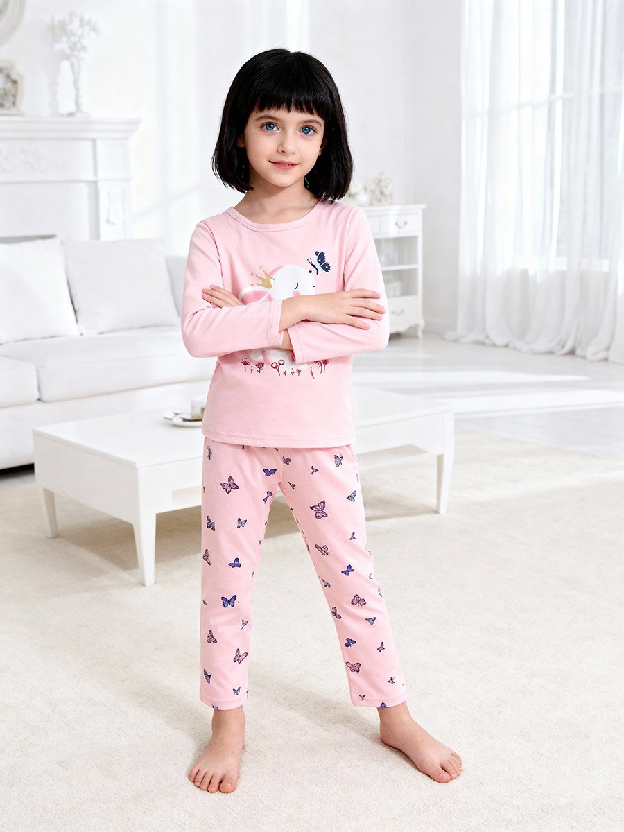 Girls Graphic Print Top and Pyjama Set