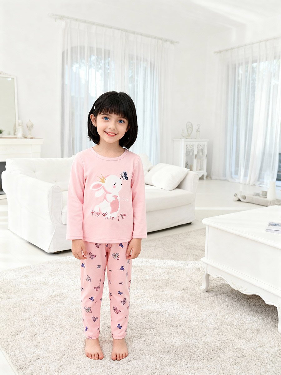 Girls Graphic Print Top and Pyjama Set