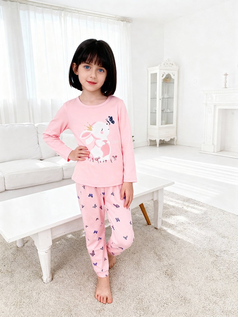 Girls Graphic Print Top and Pyjama Set