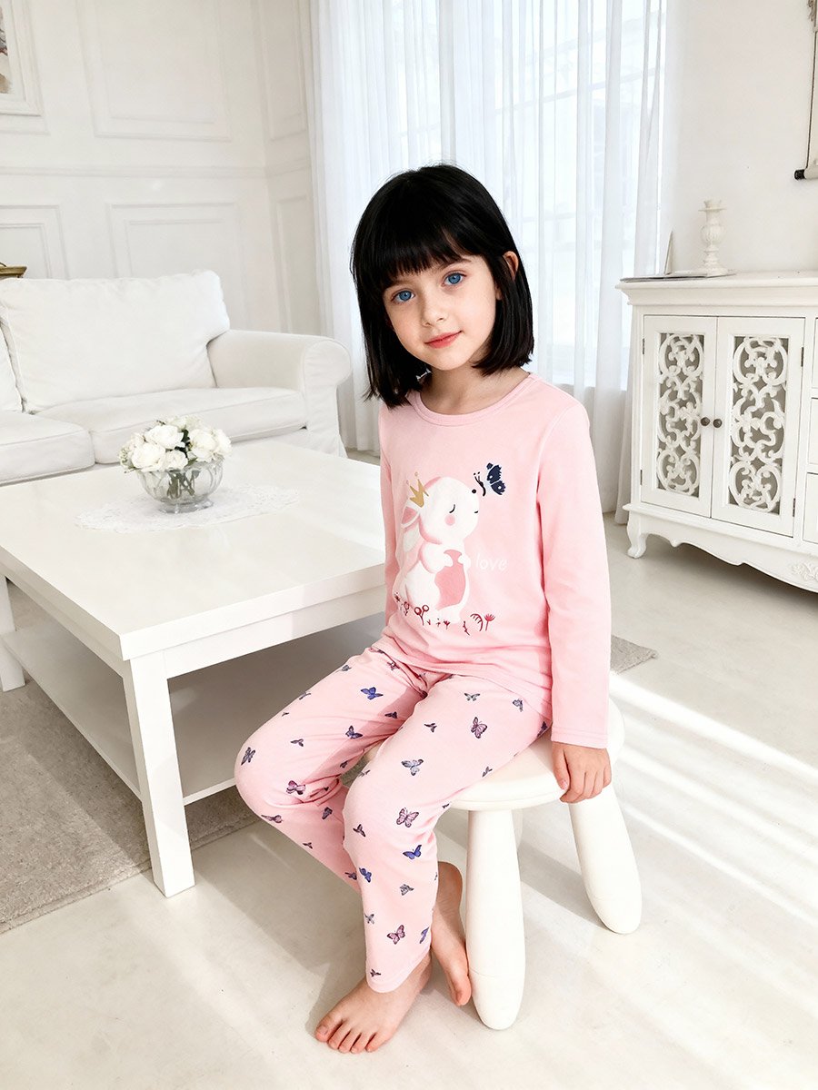 Girls Graphic Print Top and Pyjama Set
