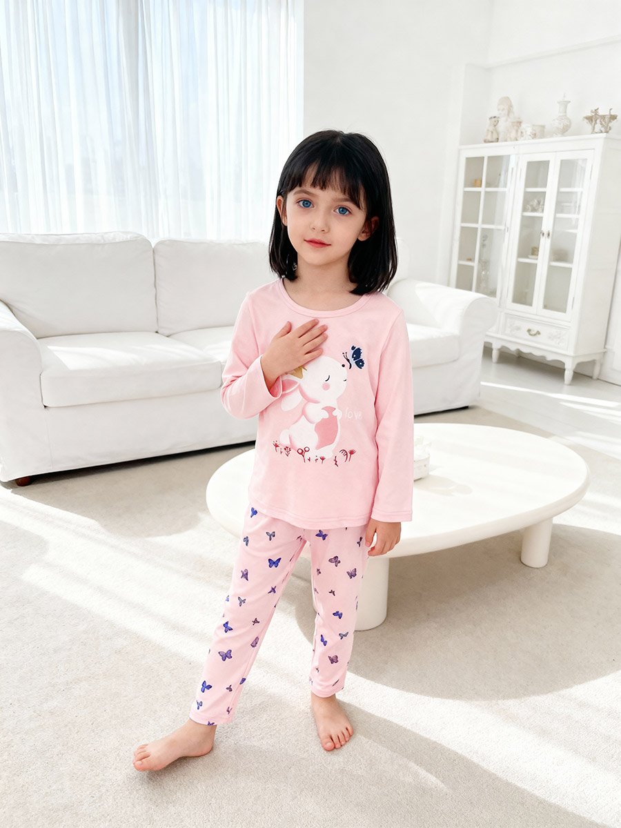 Girls Graphic Print Top and Pyjama Set