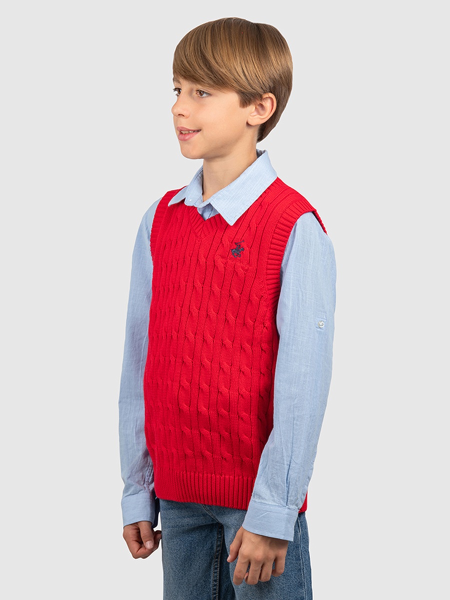 Boys Cable Knit V Neck Sweater Vest