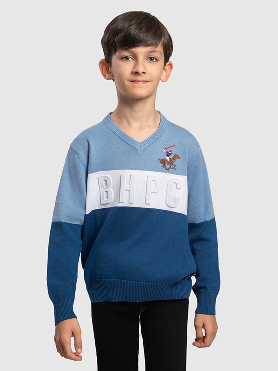 Boys Color Block Embossed Sweater