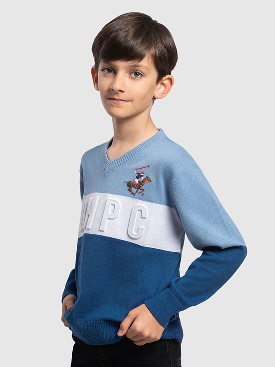 Boys Color Block Embossed Sweater