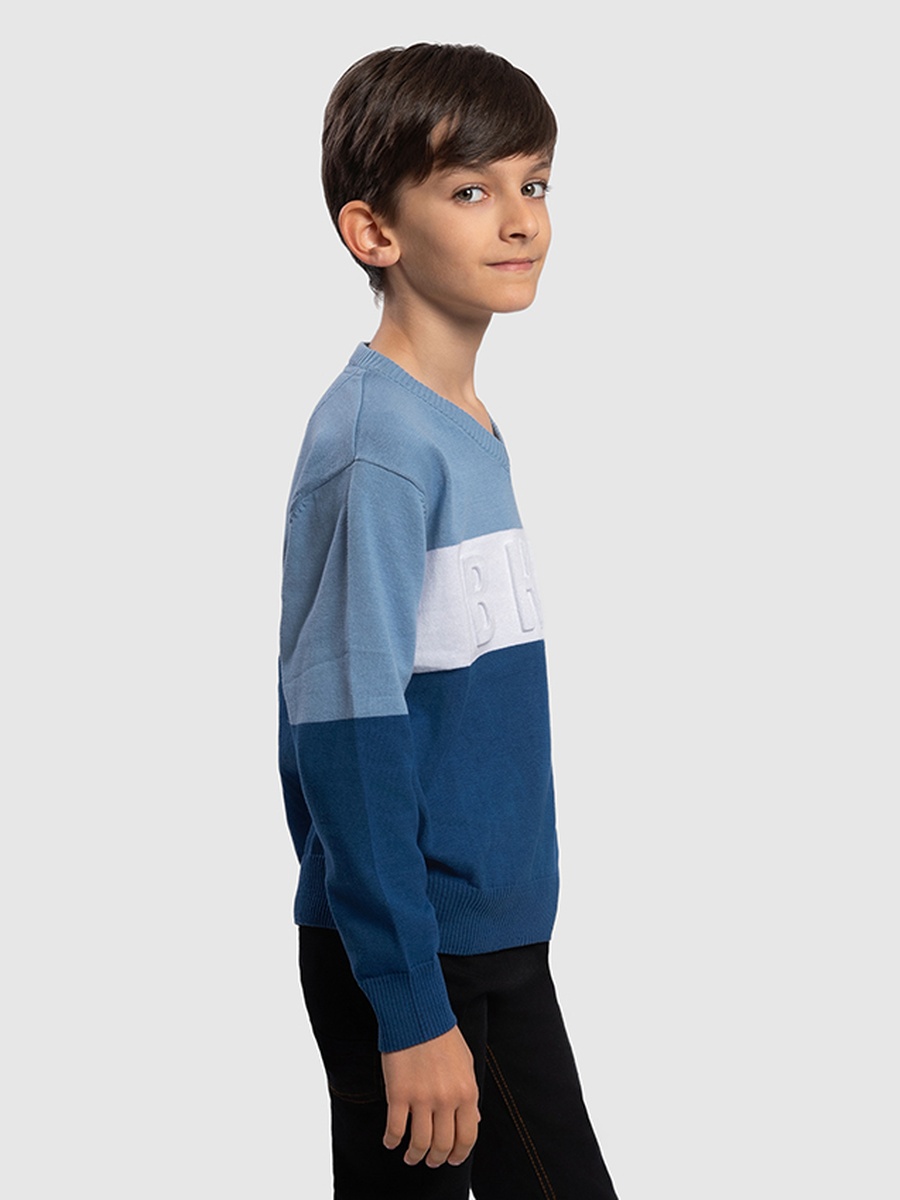 Boys Color Block Embossed Sweater