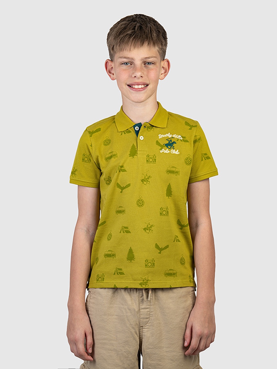 Boys Regular Fit Printed Polo T-Shirt