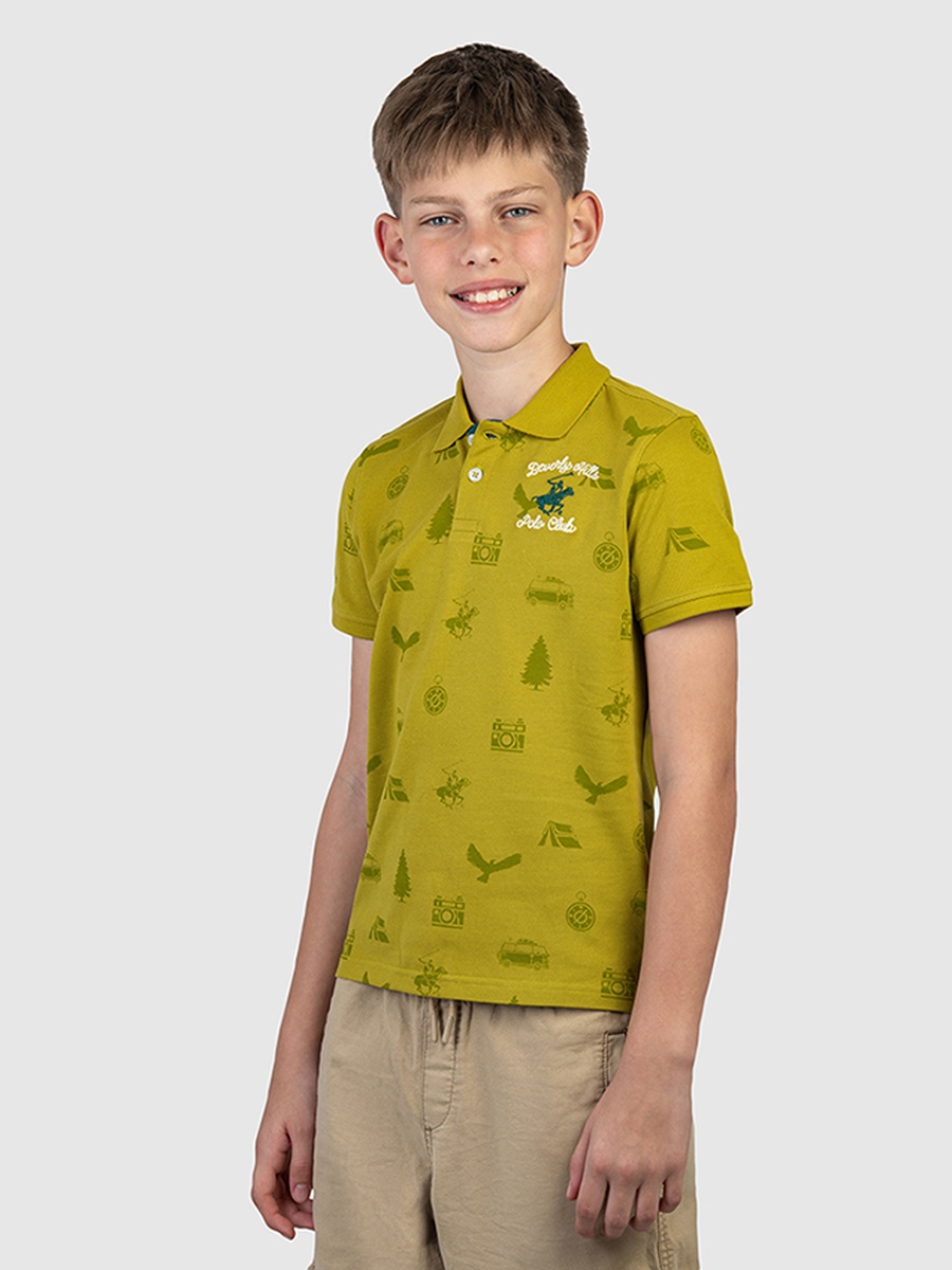Boys Regular Fit Printed Polo T-Shirt
