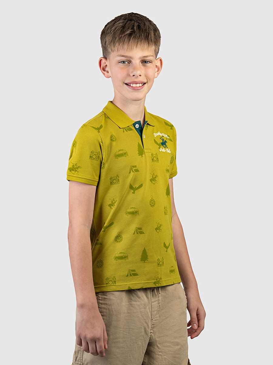 Boys Regular Fit Printed Polo T-Shirt