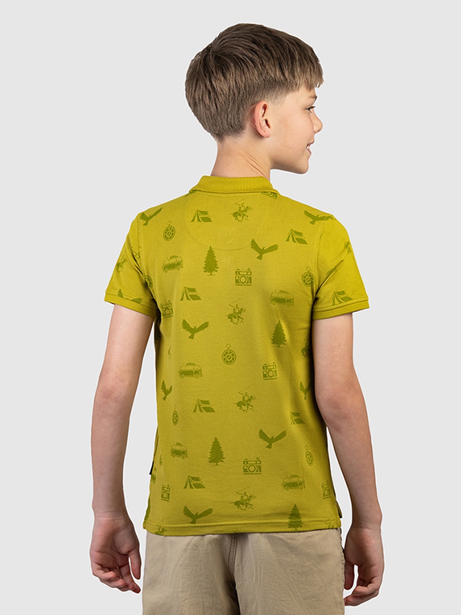 Boys Regular Fit Printed Polo T-Shirt