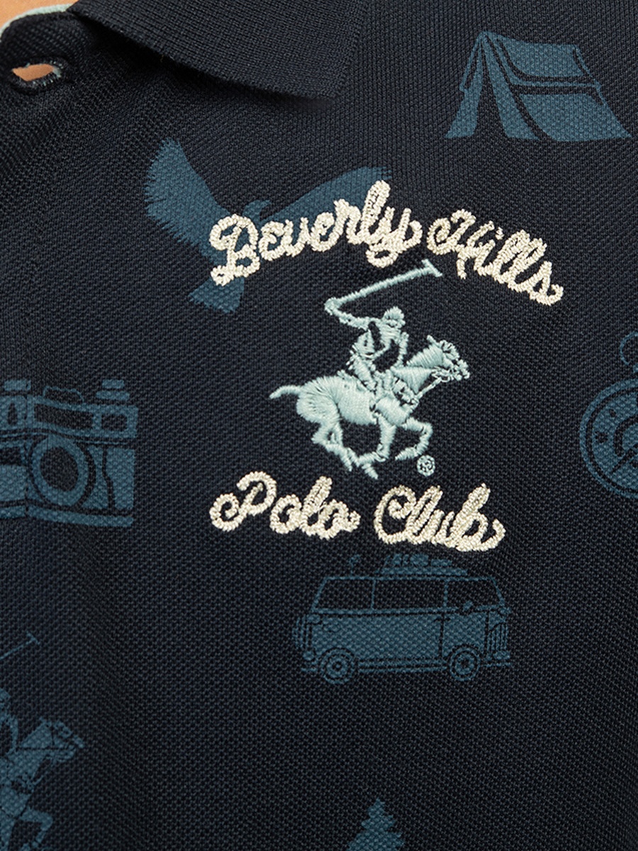 Boys Regular Fit Printed Polo T-Shirt