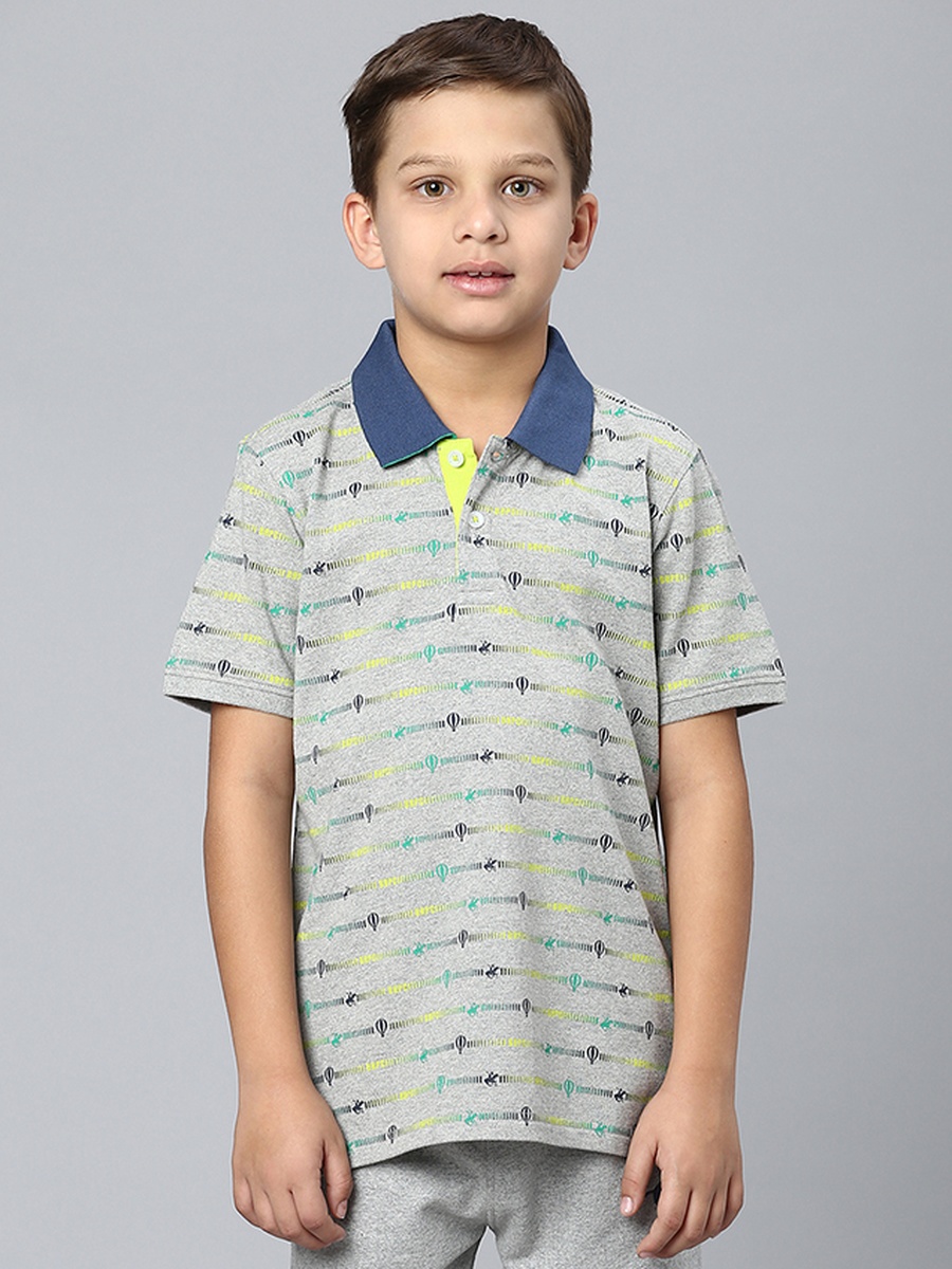 Boys Regular Fit Printed Polo T-Shirt