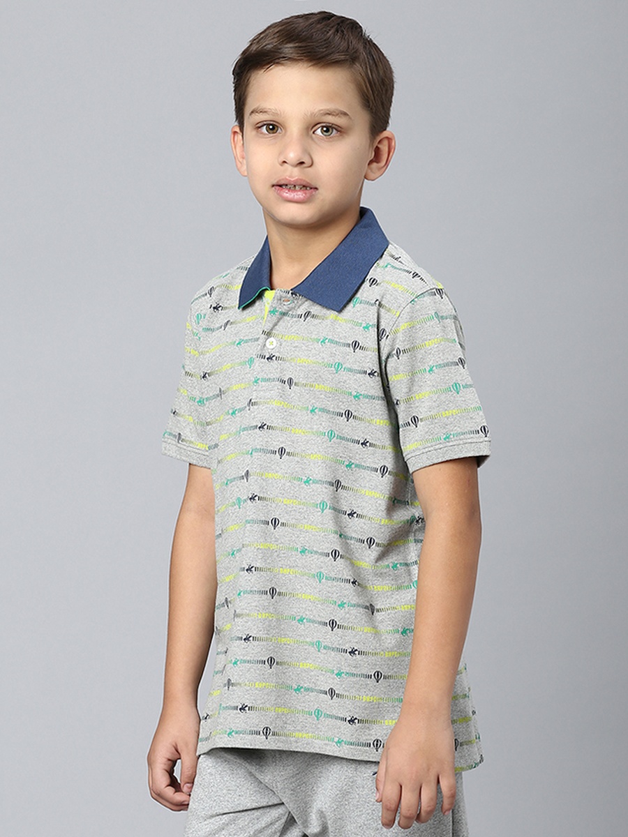 Boys Regular Fit Printed Polo T-Shirt