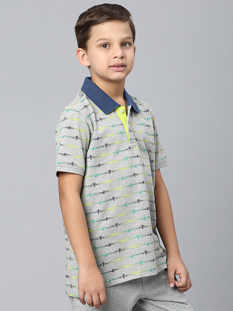 Boys Regular Fit Printed Polo T-Shirt