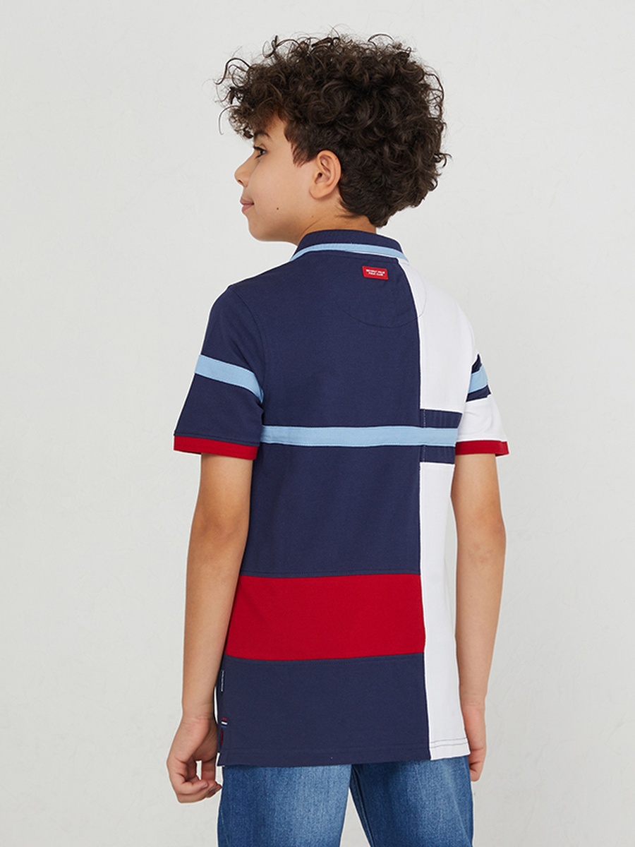 Boys Regular Fit Color Block Polo T-Shirt