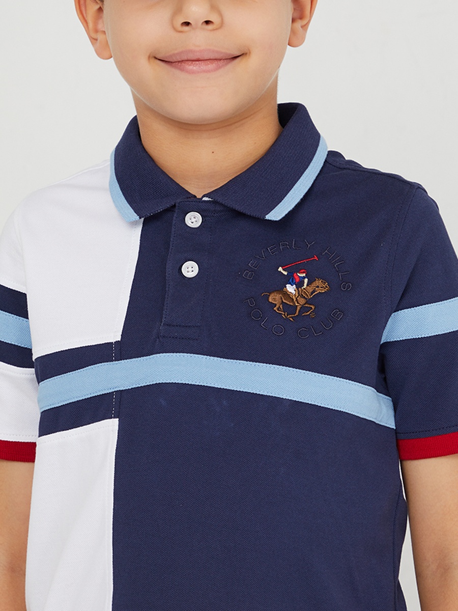 Boys Regular Fit Color Block Polo T-Shirt