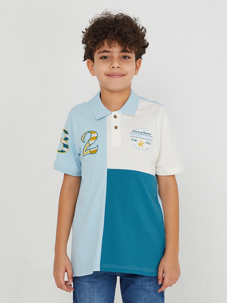 Boys Color Block Polo T-Shirt