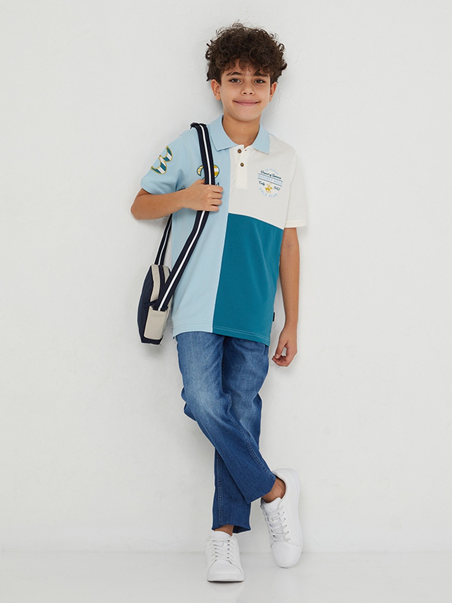 Boys Color Block Polo T-Shirt