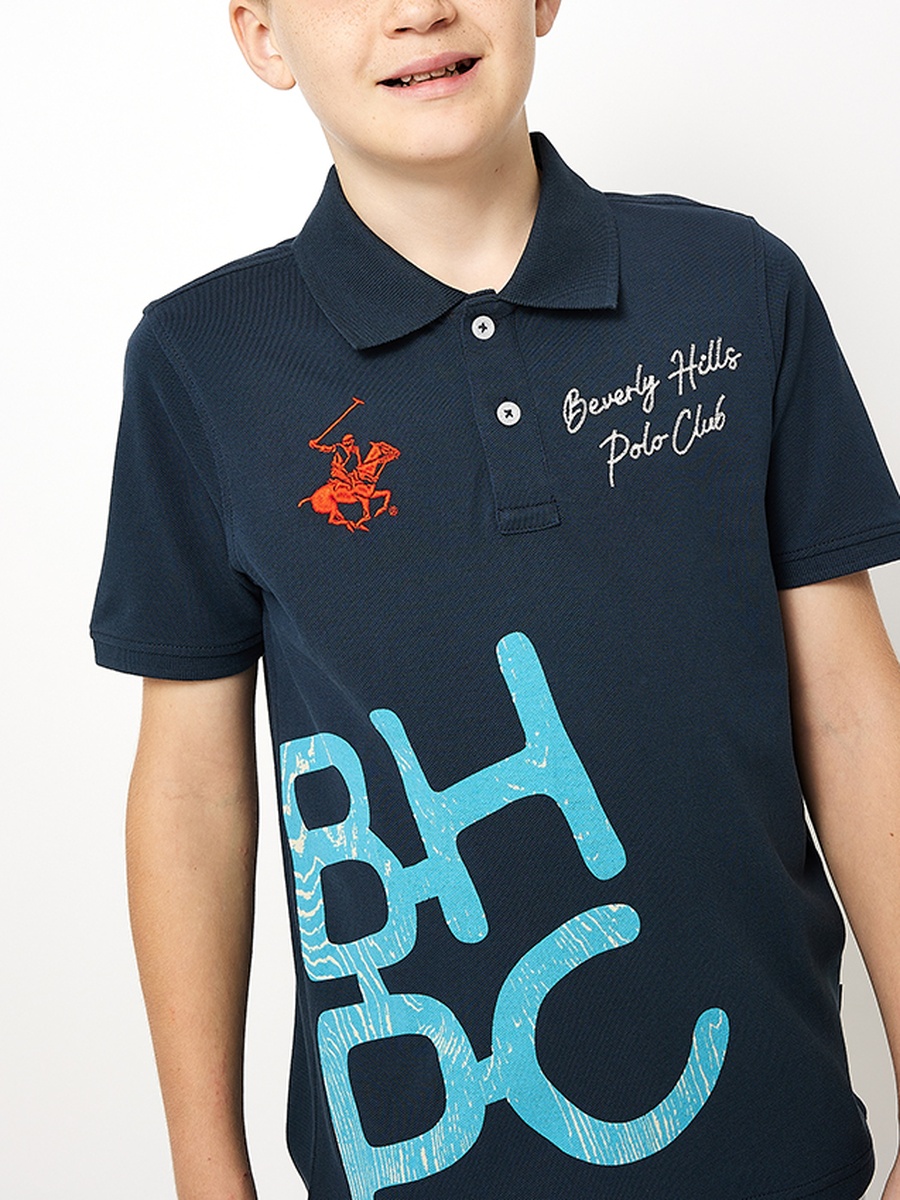 Boys Regular Fit Logo Graphic Polo T-Shirt