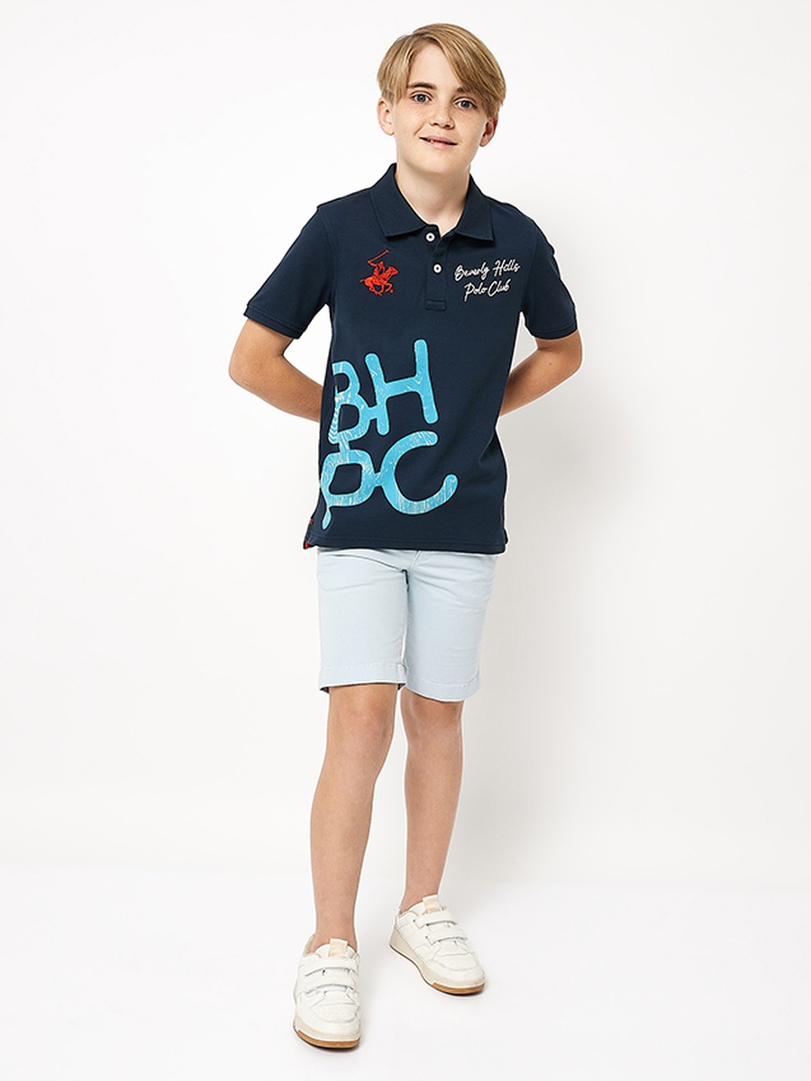 Boys Regular Fit Logo Graphic Polo T-Shirt