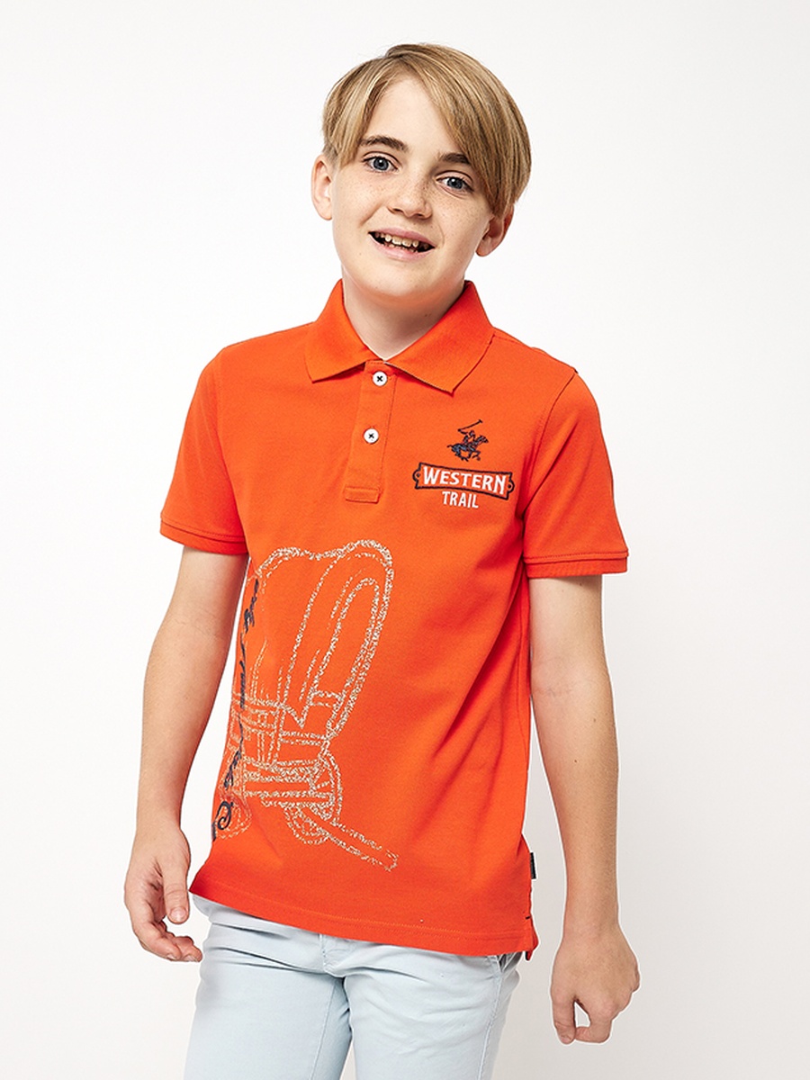 Boys Graphic Print Polo T-Shirt