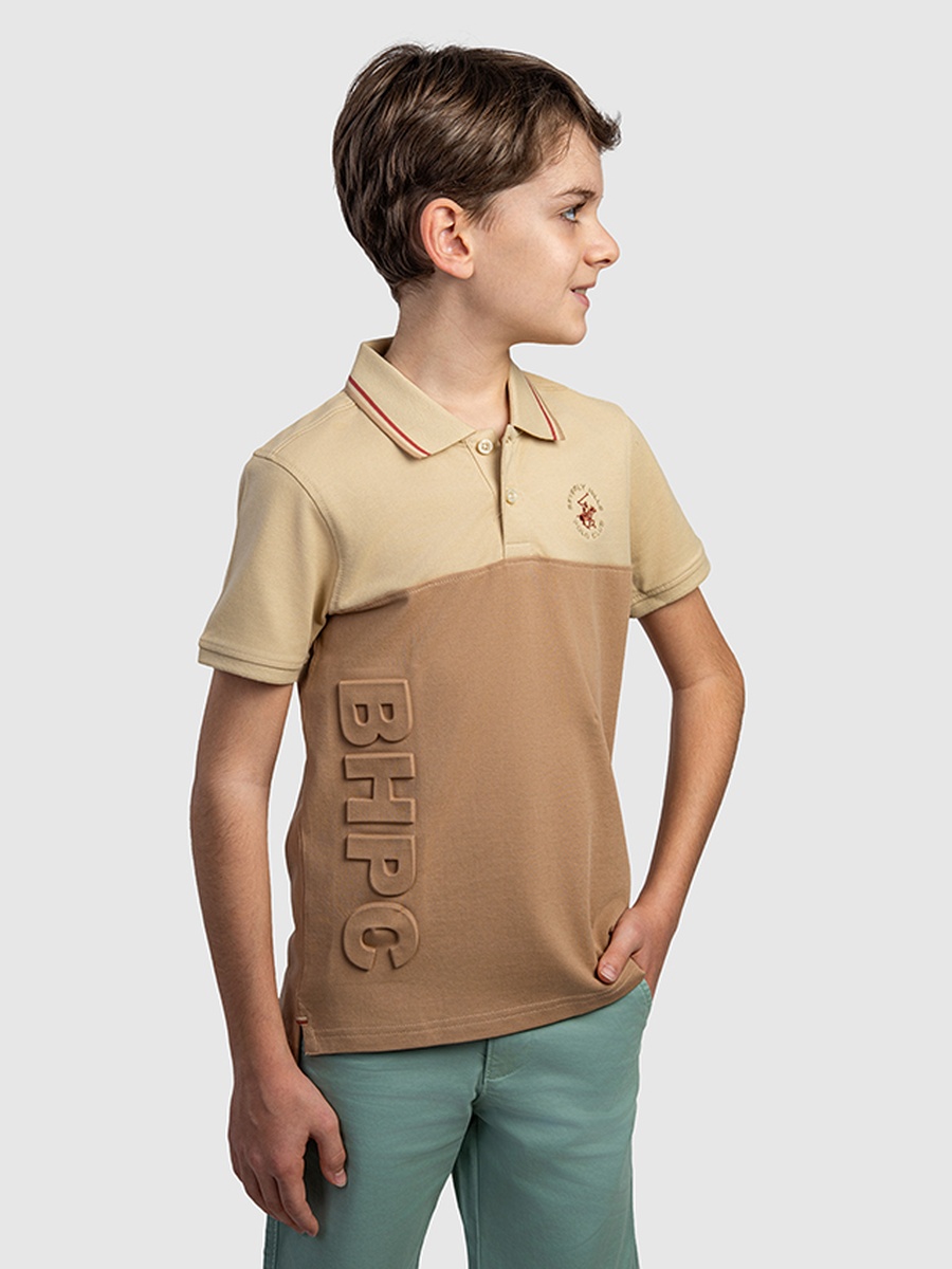 Boys Regular Fit Color Block Polo T-Shirt