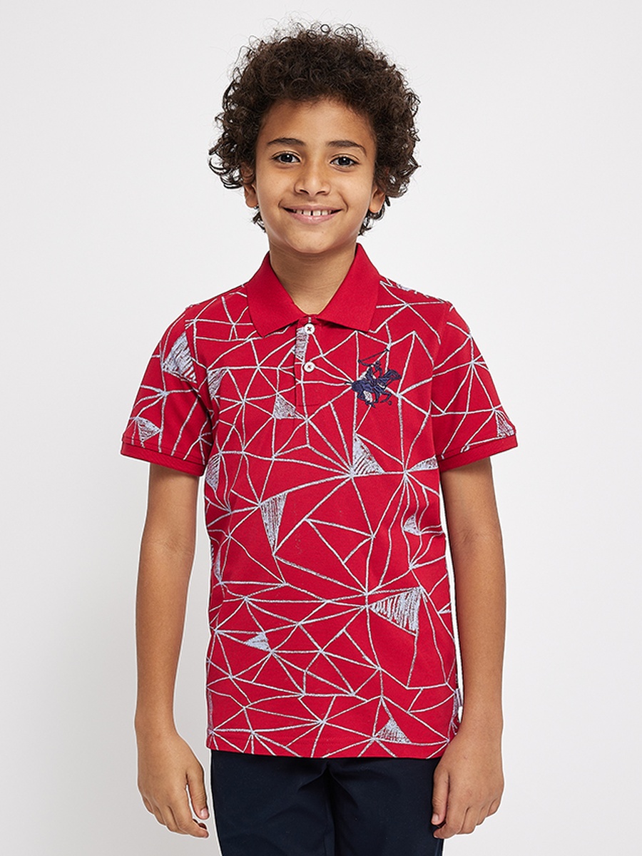 Boys Geo Print Polo T-Shirt