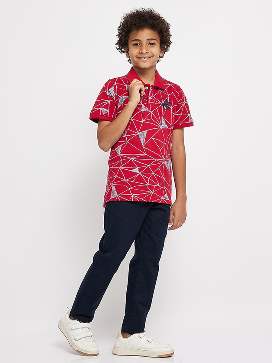 Boys Geo Print Polo T-Shirt