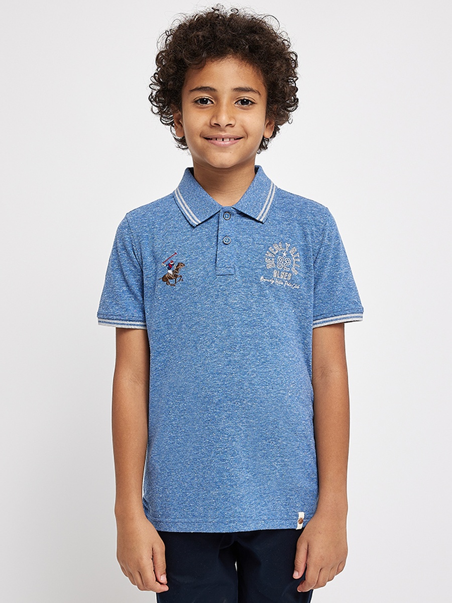 Boys Regular Fit Melange Polo T-Shirt