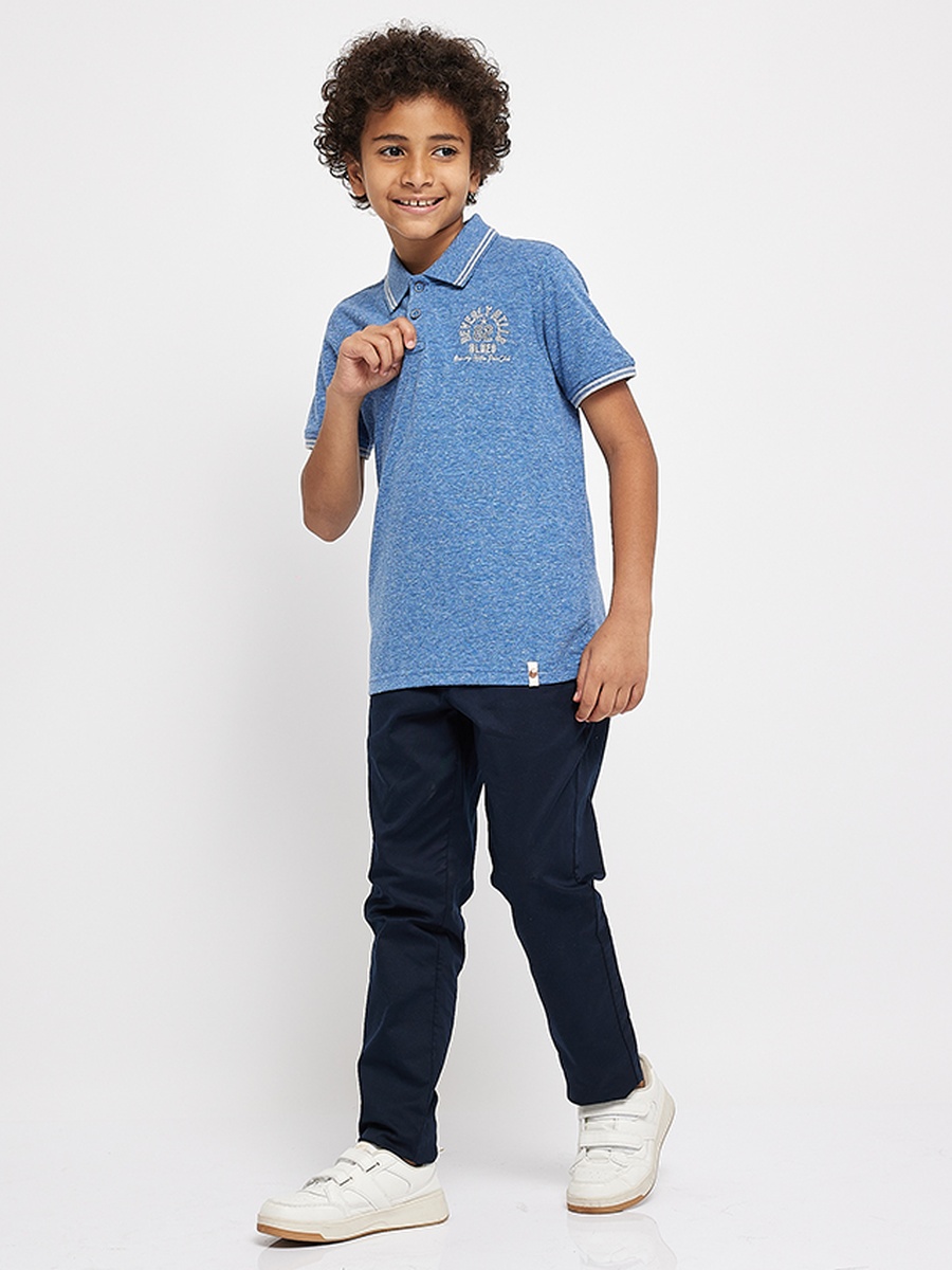 Boys Regular Fit Melange Polo T-Shirt