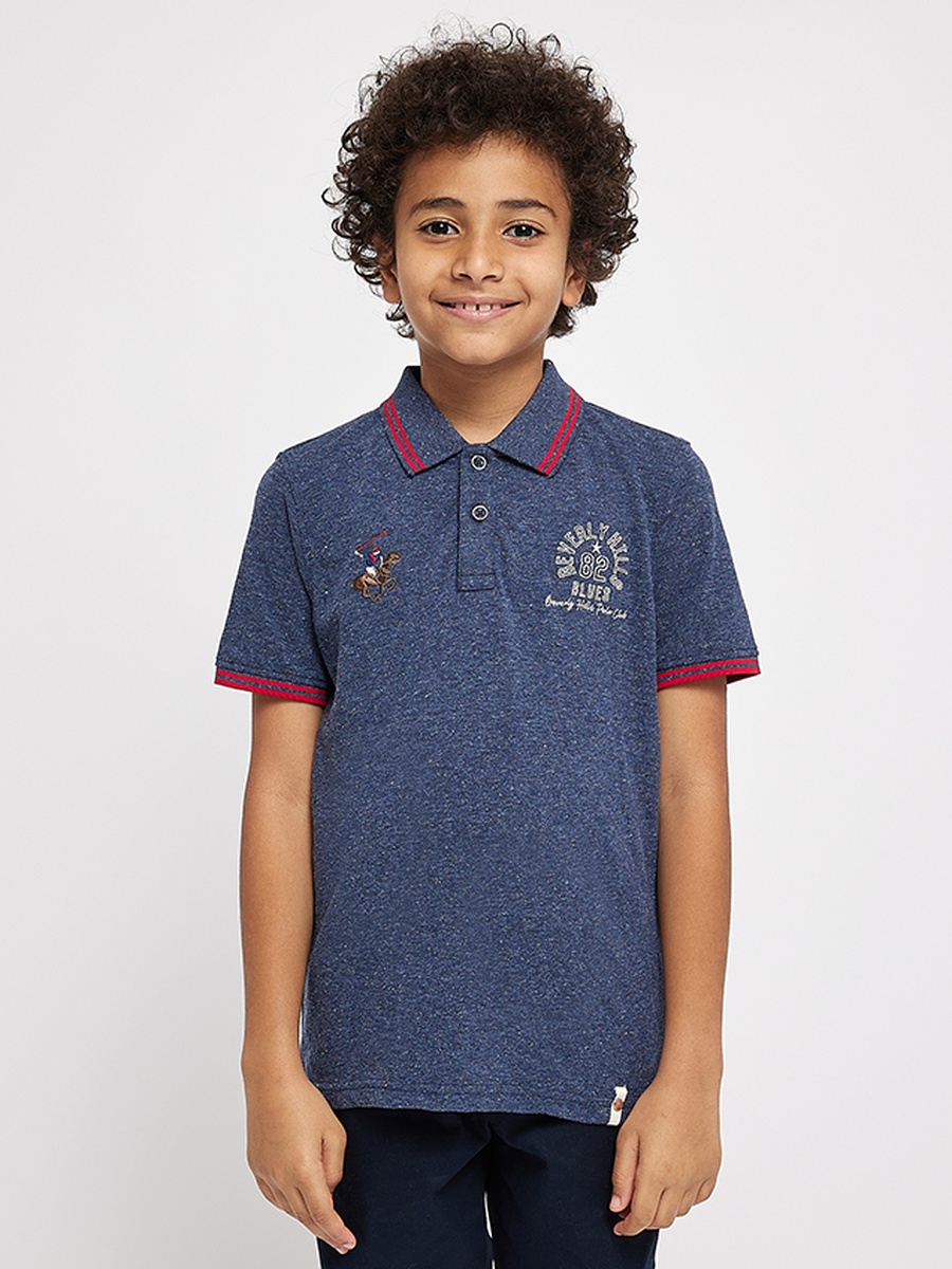 Boys Regular Fit Melange Polo T-Shirt