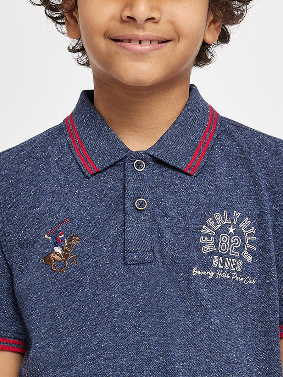 Boys Regular Fit Melange Polo T-Shirt