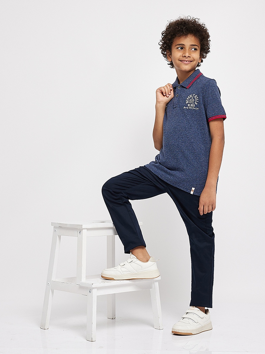 Boys Regular Fit Melange Polo T-Shirt