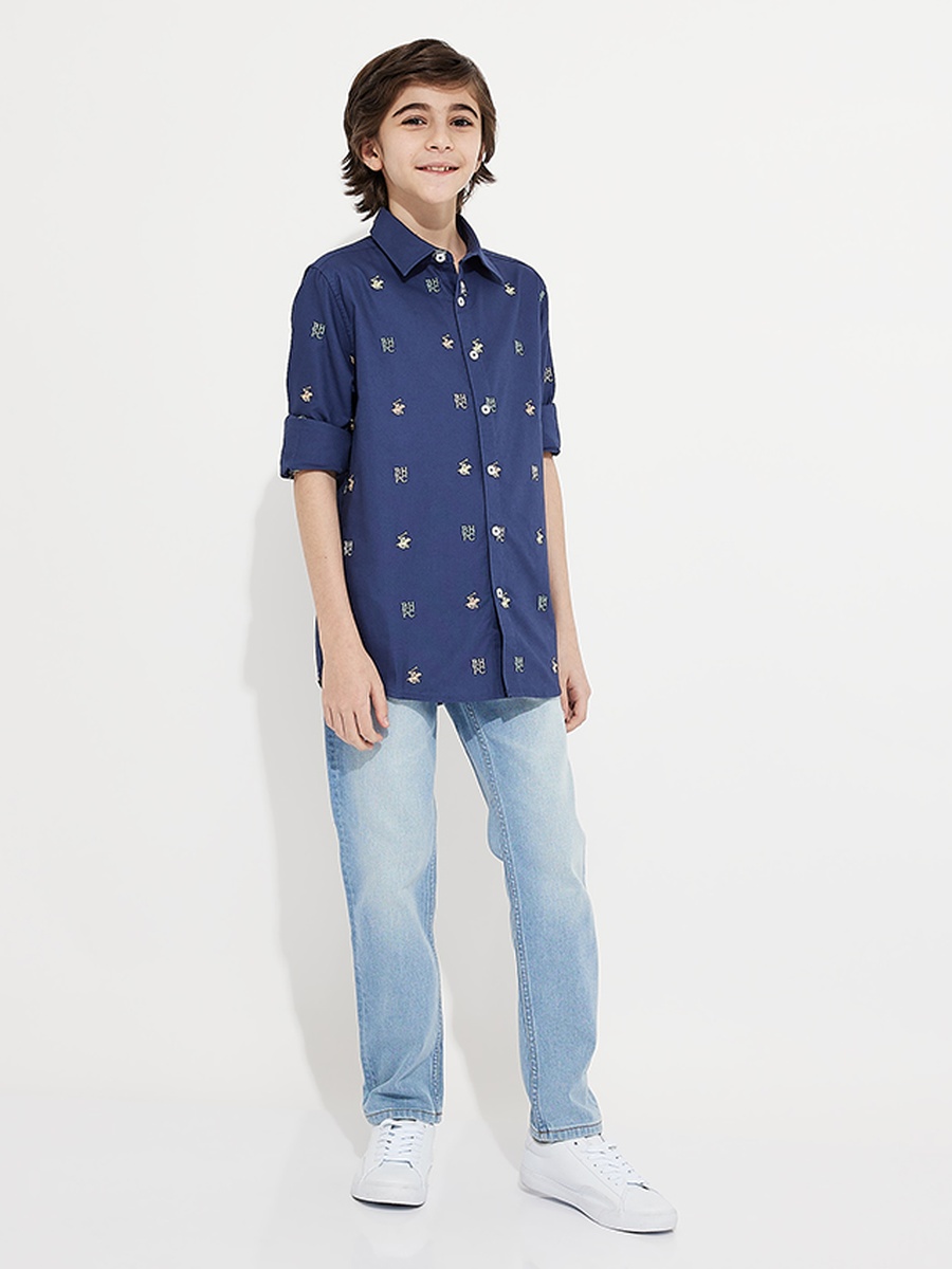 Boys Logo Detail Long Sleeve Shirt